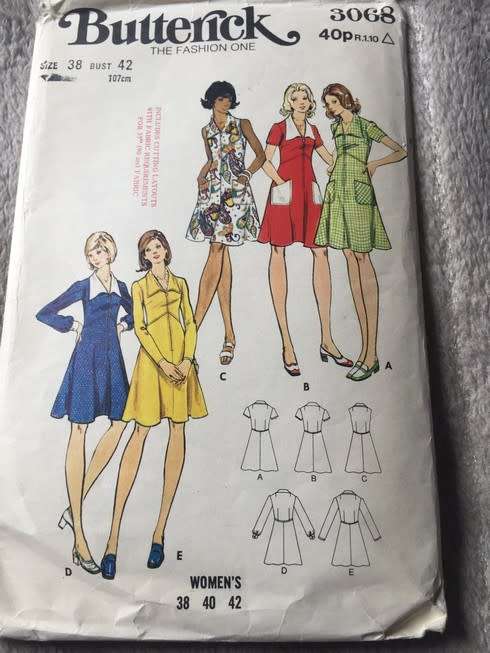 PATTERN BUTTERICK 3068 (VINTAGE) - DRESS (SIZE 38 BUST 42)