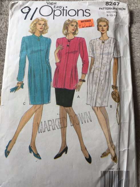 PATTERN VOGUE 8247 - (DRESS/TUNIC/SKIRT (SIZE 8-10-12)