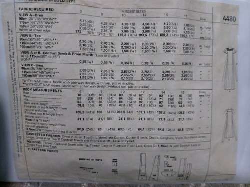 PATTERN MCCALL'S 4480 (VINTAGE)(COMPLETE) - DRESS AND TOP (SIZE 10)