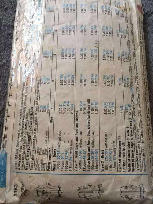 PATTERN STYLE 1183 (VINTAGE)(COMPLETE) - GIRLS' DRESS (SIZE 8)