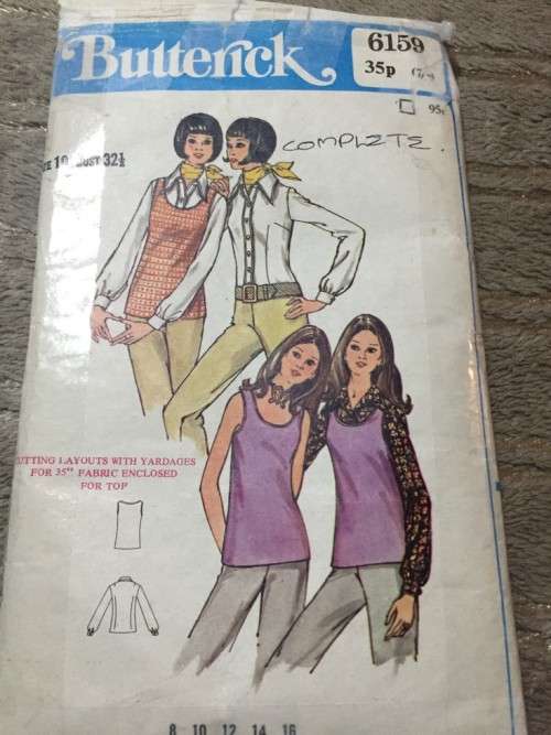 PATTERN BUTTERICK 6159 (VINTAGE)(COMPLETE) - BLOUSES AND TOPS (SIZE 10)