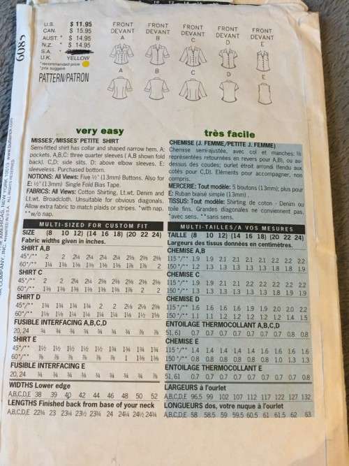 PATTERN BUTTERICK 6085 - BLOUSE (SIZE 14-16-18)