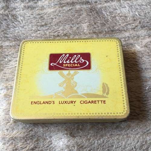 TIN - MILLS SPECIAL CIGARETTE TIN SOME WITH THE WRAPPERS INSIDE