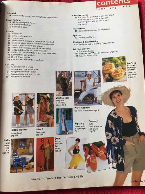 BURDA (A WORLD OF FASHION): FEBRUARY 1996 DARE TO BARE YOUR BACK DRESSES