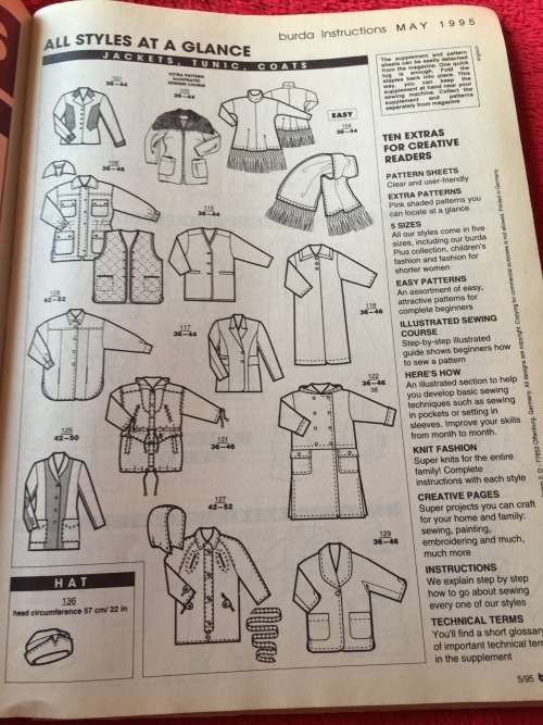 BURDA (A WORLD OF FASHION): MAY 1995 3-IN-ONE GARMENT PARKA, VEST AND BLOUSE