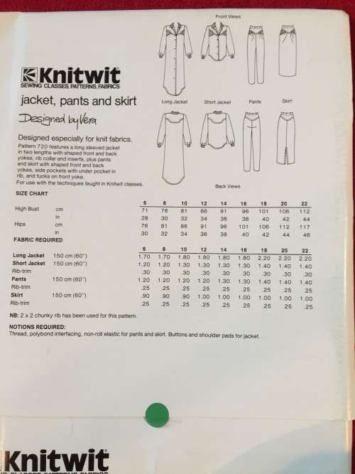 PATTERN KNITWIT 720 - JACKET, PANTS & SKIRT (SIZE 6-22)