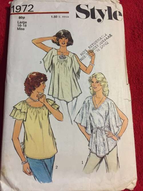 PATTERN STYLE 1972 - TOPS (SIZE LARGE)