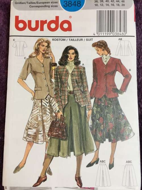 PATTERN BURDA 3848 (CLEAN) - JACKET and SKIRT (SIZE 10-20)