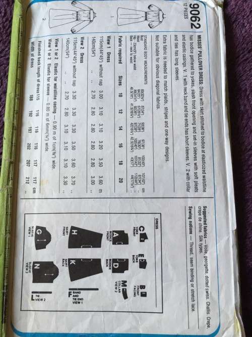 PATTERN SIMPLICITY 9062 (COMPLETE) - PULLOVER DRESS (SIZE 18-20)