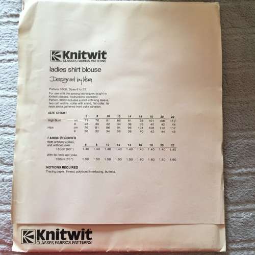PATTERN KNITWIT 3600 (UNUSED)  - LADIES SHIRT BLOUSE (SIZE 6-22)