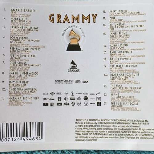 CD - GRAMMY NOMINEES 2007 (CD IS IN MINT CONDITION)