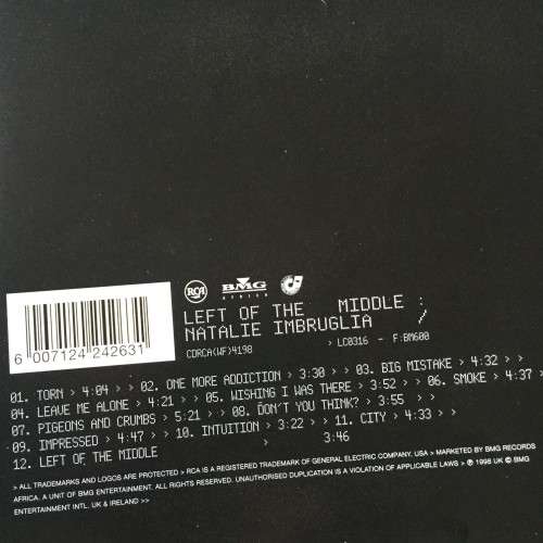 CD - NATALIE IMBRUGLIA: LEFT OF THE MIDDLE (CD IS IN VERY GOOD CONDITION)
