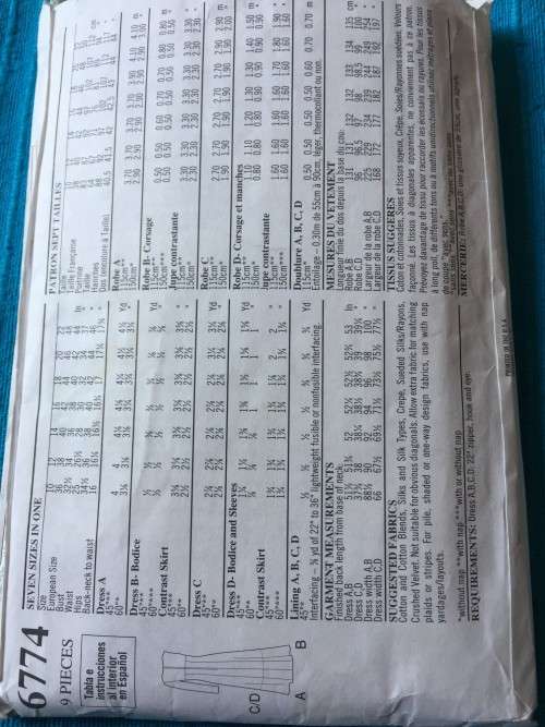 PATTERN NEW LOOK 6774 (COMPLETE) - DRESS (SIZE 10-22)