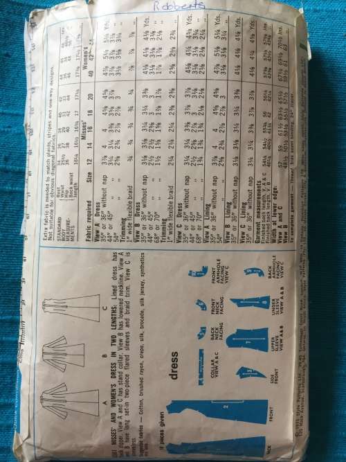 PATTERN STYLE 3361 (VINTAGE)(COMPLETE) - DRESS IN 2 LENGTHS (SIZE 14)