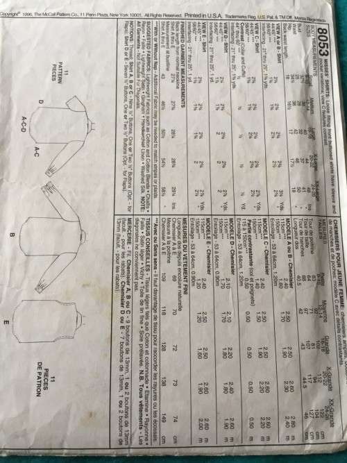 PATTERN MCCALL`S 8053 - MISSES` SHIRTS (SIZE 12-14)