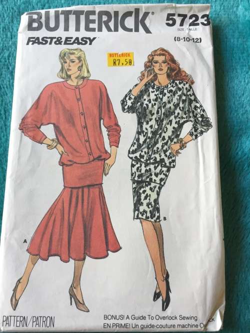PATTERN BUTTERICK 5723 (UNUSED) - TOP and SKIRT (SIZE 8-10-12)