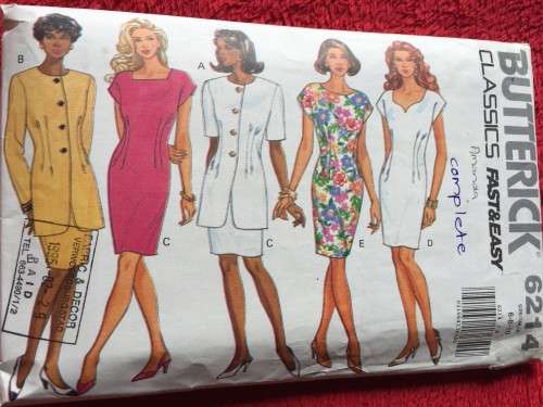 PATTERN BUTTERICK 6214 (COMPLETE) - JACKET and DRESS (SIZE 6-8-10)