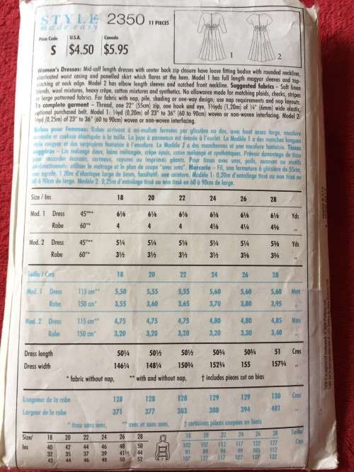 PATTERN STYLE 2350 (COMPLETE) - DRESSES (SIZE 18-28) BIG SIZE
