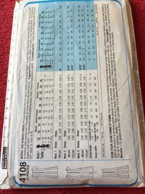 PATTERN STYLE 4108*1983 - DRESS (SIZE 16-18-20)