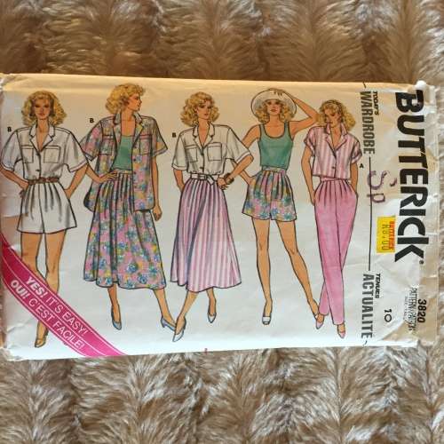 PATTERN BUTTERICK 3820 - SHIRT, SKIRT, PANTS, SHORTS and TOP (SIZE 10)