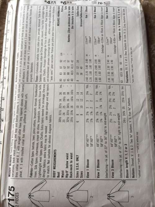 PATTERN SIMPLICITY 7175*1985 (UNUSED) - PRETTY BLOUSES (SIZE 12)