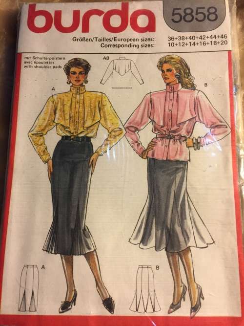 PATTERNS BURDA 5858 - SKIRT AND BLOUSE (SIZE 10-20)