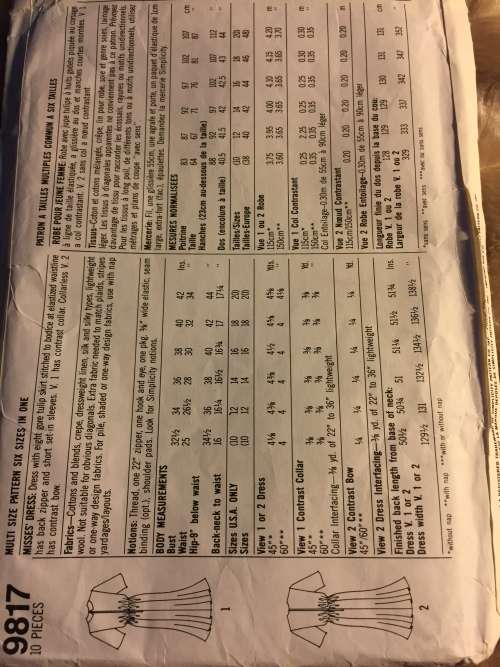 PATTERNS SIMPLICITY 9817 - DRESS (SIZE 10-20)