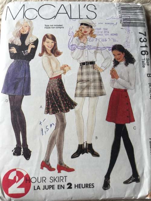 PATTERN MCCALL`S 7316 (COMPLETE) - 2 HOURS SKIRT (SIZE 8-10-12)