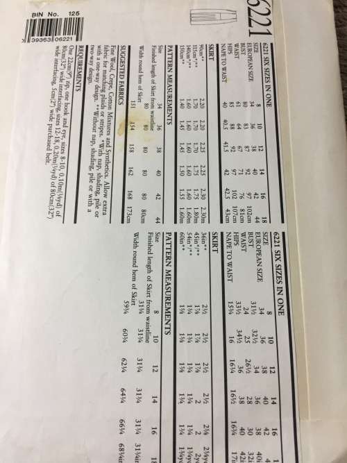 PATTERN NEW LOOK 6221 (UNUSED) - BEAUTIFUL SKIRT (SIZE 8-18)