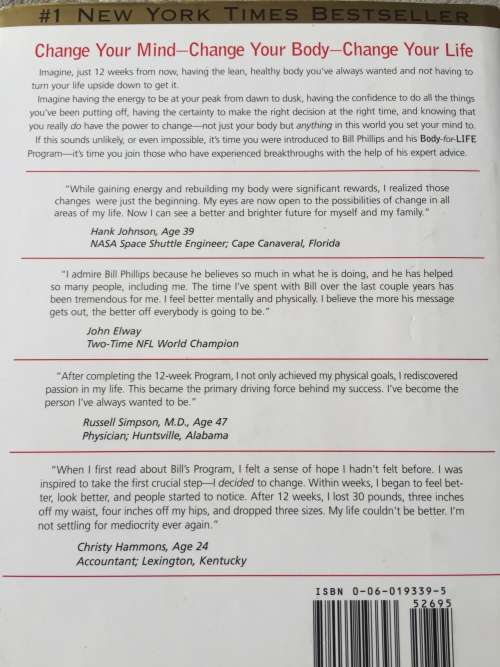 HARDCOVER BOOK - BODY FOR LIFE: BILL PHILLIPS (12 WEEKS TO MENTAL AND PHYSICAL STRENGTH)