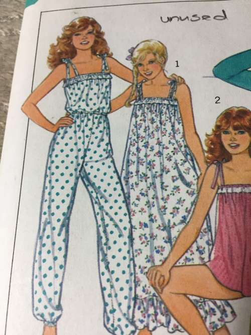 PATTERN STYLE 3695 (UNUSED) - GIRLS` DRESSING GOWN, NIGHTDRESS, PAJAMAS, SLEEPSUIT (SIZE 7-12)
