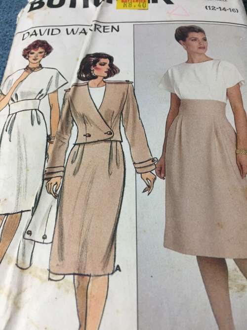 PATTERN BUTTERICK 3628 (DAVID WARREN) - BEAUTIFUL JACKET and DRESS (SIZE 12-14-16)