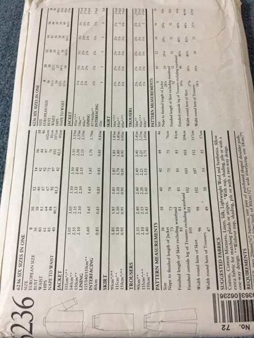 PATTERN NEW LOOK 6236 (UNUSED) - JACKET,SKIRT,TROUSERS (SIZE 8-18)