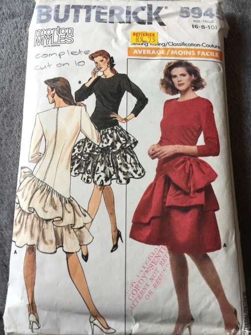 PATTERN BUTTERICK 5945 (COMPLETE, CUT ON 10) - SPECIAL OCCASSION DRESS (SIZE 6-8-10)