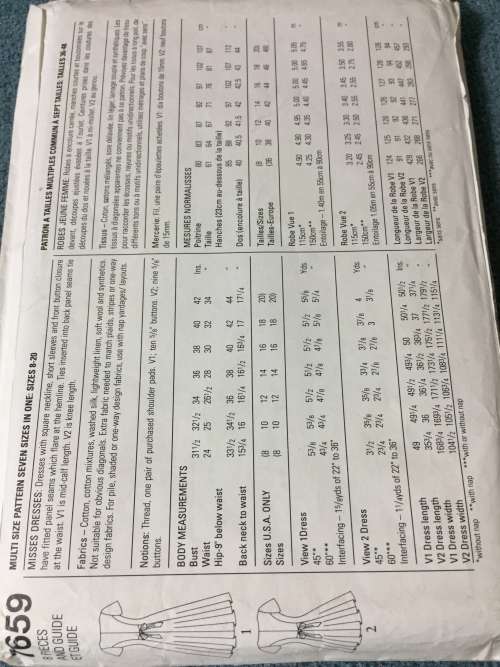 PATTERN SIMPLICITY 7659 (UNUSED) - DRESSES (SIZE 8-20)