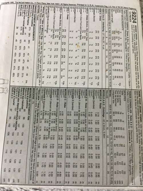 PATTERN MCCALL`S 9224 (UNUSED) - BEAUTIFUL DRESSES (SIZE 8-10-12)