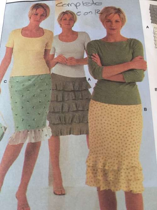 PATTERN BURDA 8834 (COMPLETE, CUT ON 12) - SKIRT VARIATIONS (SIZE 8-10-12)
