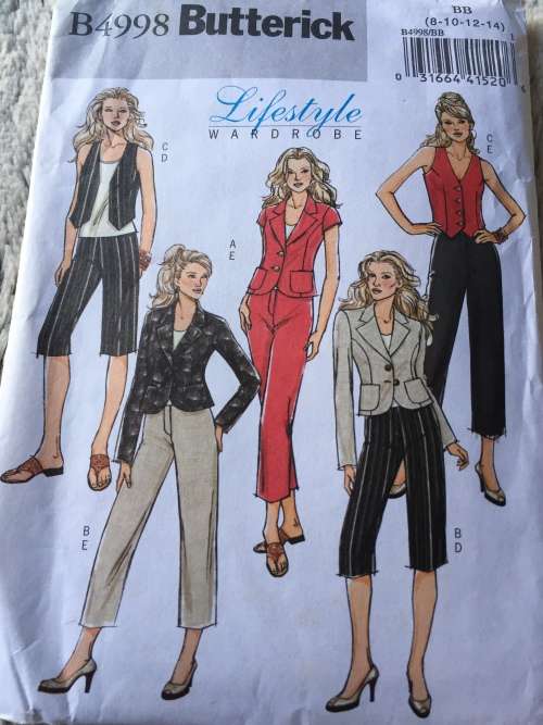 PATTERN BUTTERICK 4998 (LIFESTYLE WARDROBE) - JACKET,VEST,PANTS (SIZE 8-14)