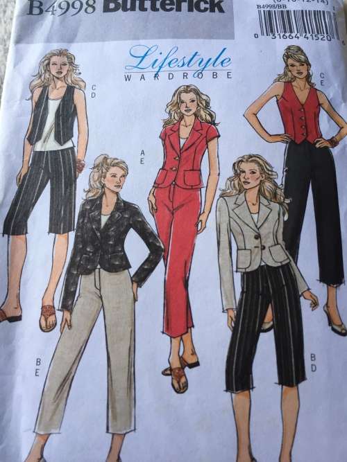 PATTERN BUTTERICK 4998 (LIFESTYLE WARDROBE) - JACKET,VEST,PANTS (SIZE 8-14)