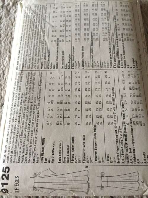 PATTERN SIMPLICITY 9125 (STRAPS EXCL, CUT ON 20) - SPECIAL OCCASION DRESS (SIZE 14-20)