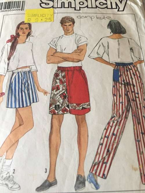 PATTERN SIMPLICITY 9171 (COMPLETE) - UNISEX MEN AND WOMEN`S SHORTS and PANTS (SIZE XS-XL)