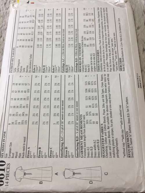 PATTERN NEW LOOK 6610 - DRESSES (SIZE 8-18)