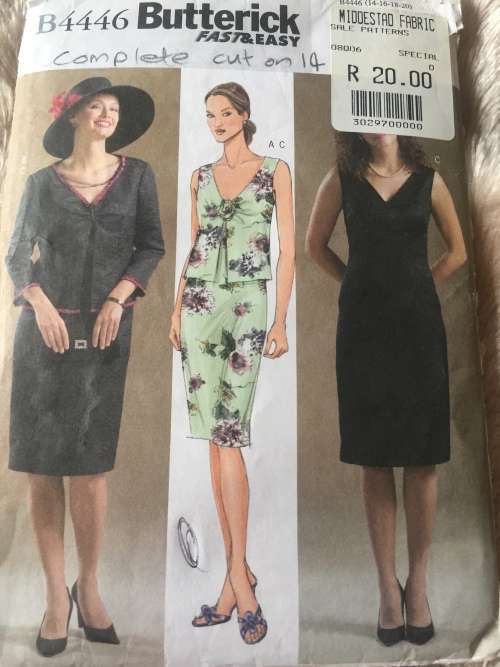 PATTERN BUTTERICK 4446 (COMPLETE, CUT ON 14) - VEST, JACKET and DRESS (SIZE 14)