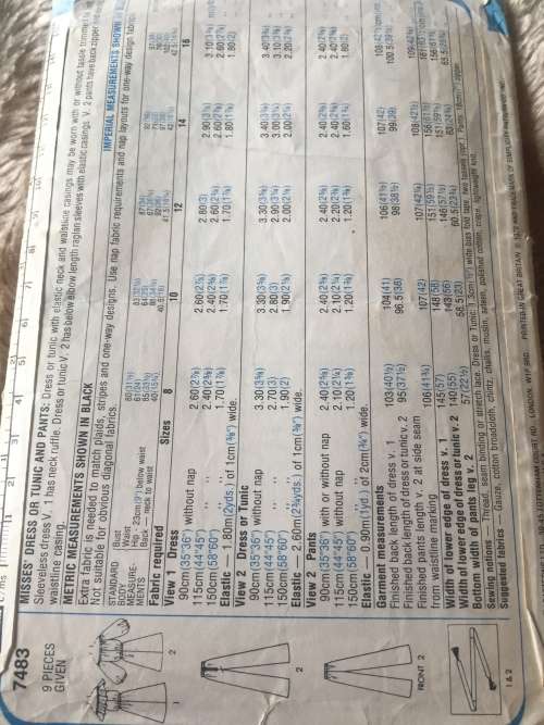 PATTERN SIMPLICITY 7483*1976 (VINTAGE)(COMPLETE) - DRESS OR TUNIC and PANTS (SIZE 10)