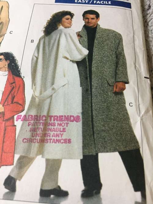 PATTERN BUTTERICK 6735 (UNUSED) - UNISEX COATS (ALL SIZES)
