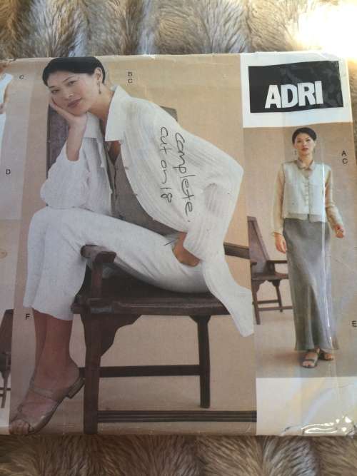 PATTERN VOGUE 2279 (ADRI)(COMPLETE, CUT ON 18) - JACKET,DRESS,TOP,SKIRT,PANTS (SIZE 14-16-18)