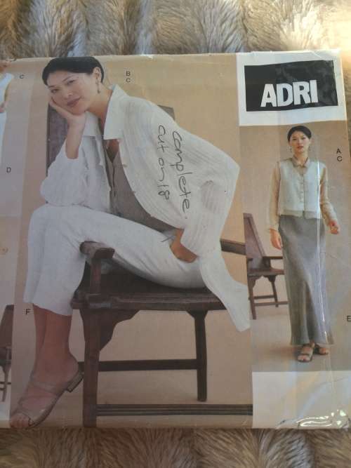 PATTERN VOGUE 2279 (ADRI)(COMPLETE, CUT ON 18) - JACKET,DRESS,TOP,SKIRT,PANTS (SIZE 14-16-18)