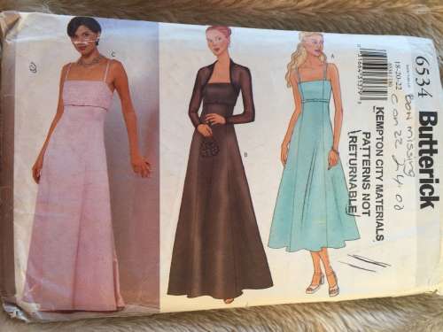 PATTERN BUTTERICK 6534 (BOW EXCL EXCLUDED) - DRESS and SHRUG (SIZE 18-20-25)