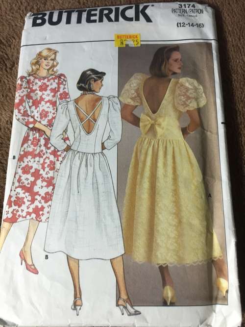 PATTERN BUTTERICK 3174 - DRESS (SIZE 12-14-16)