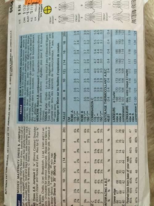 PATTERN BUTTERICK 6664 (COMPLETE, CUT ON 10) - MATERNITY DRESS and JUMPSUIT (SIZE 6-10)